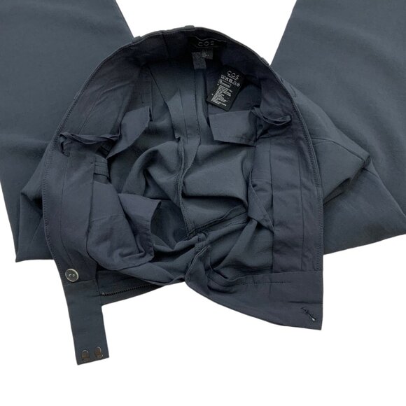 COS Cuffed Hem Trouser Pant 4 Blue Cropped Polyester High Rise - Picture 6 of 12